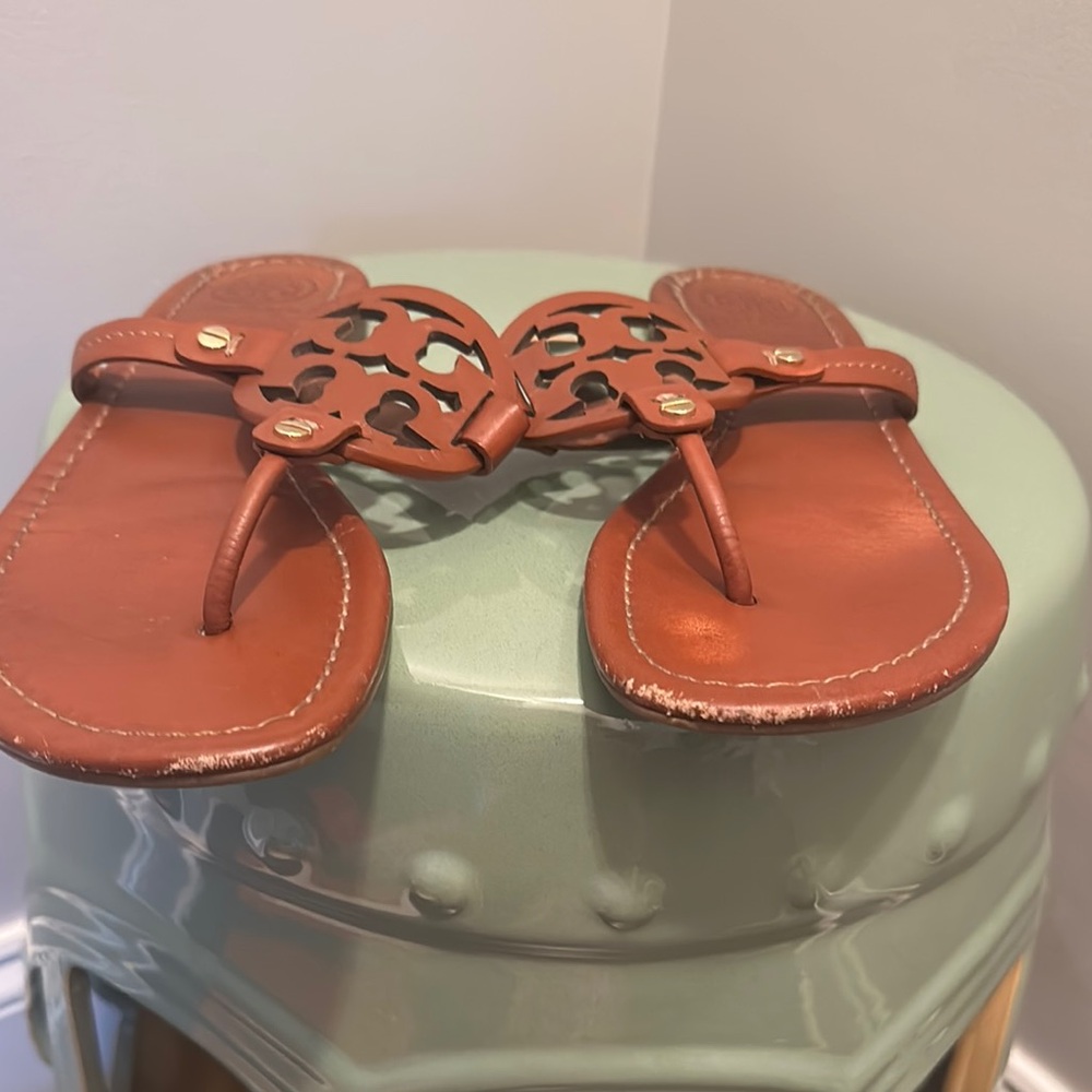 Tory Burch Brown Sandals with Signature Medallion